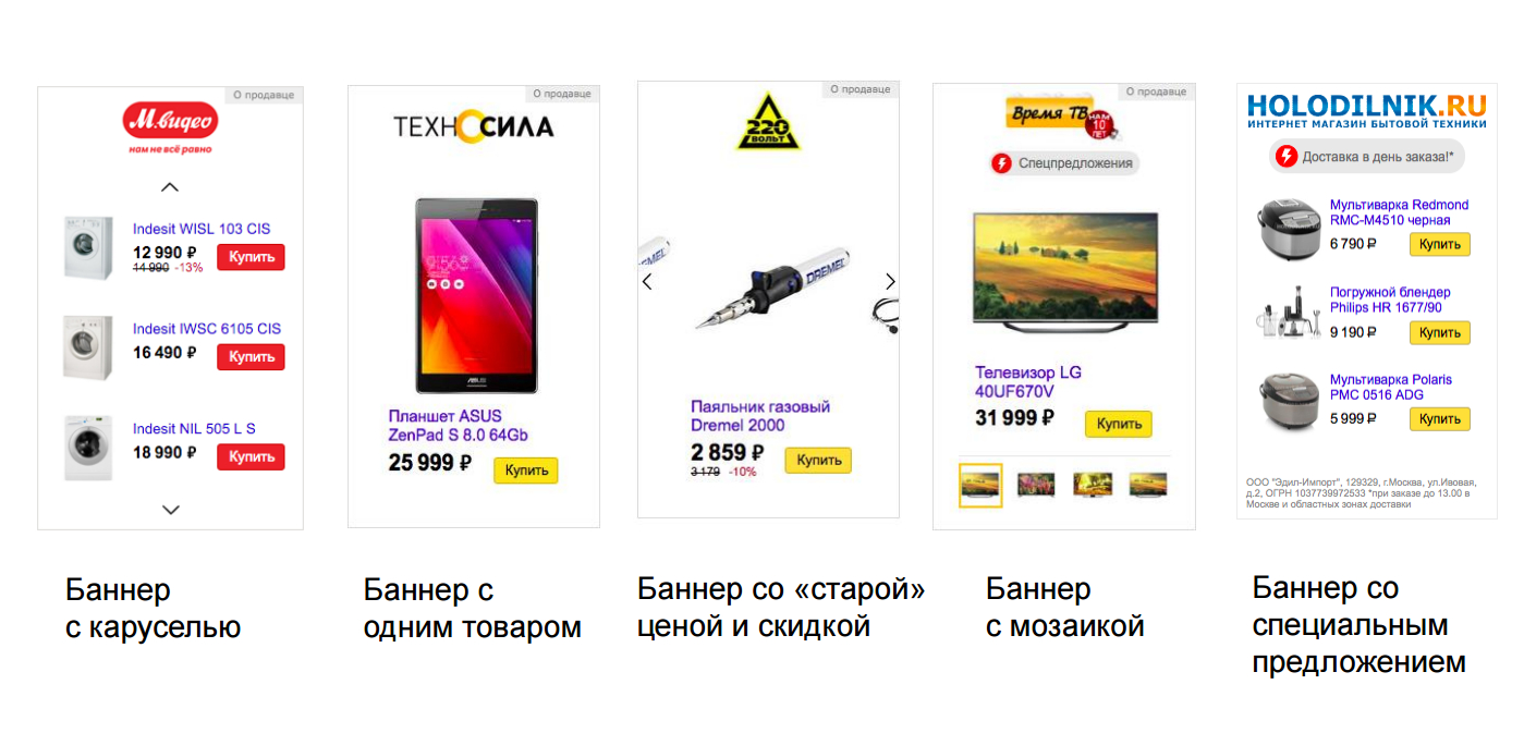 Скриншот: Формат размещений Яндекс.Директ